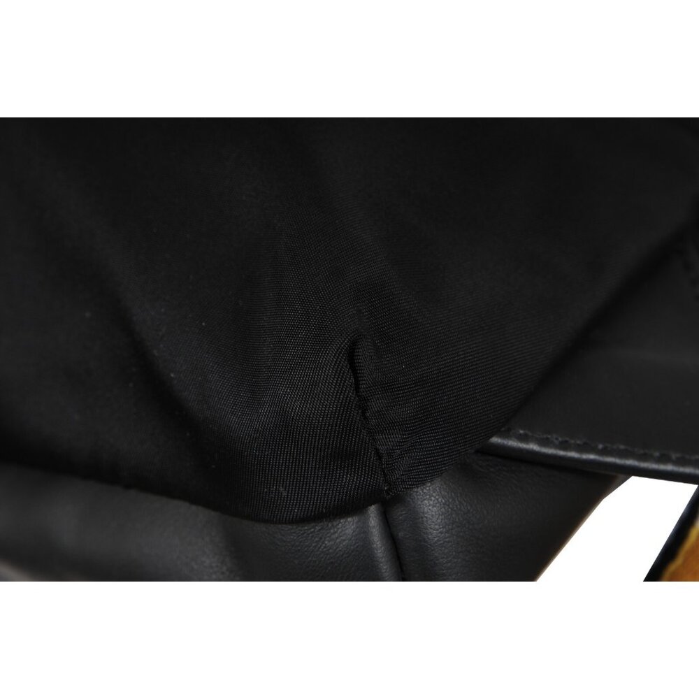 Fendi Mens Nylon Vitello Drawstring Backpack Black Leather Logo Yellow Straps - Picture 16 of 16